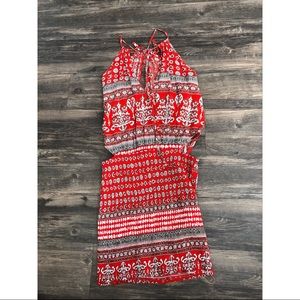 Red print summer dress